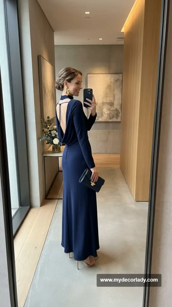 20. Minimalist Crepe Gown With a Statement Back
