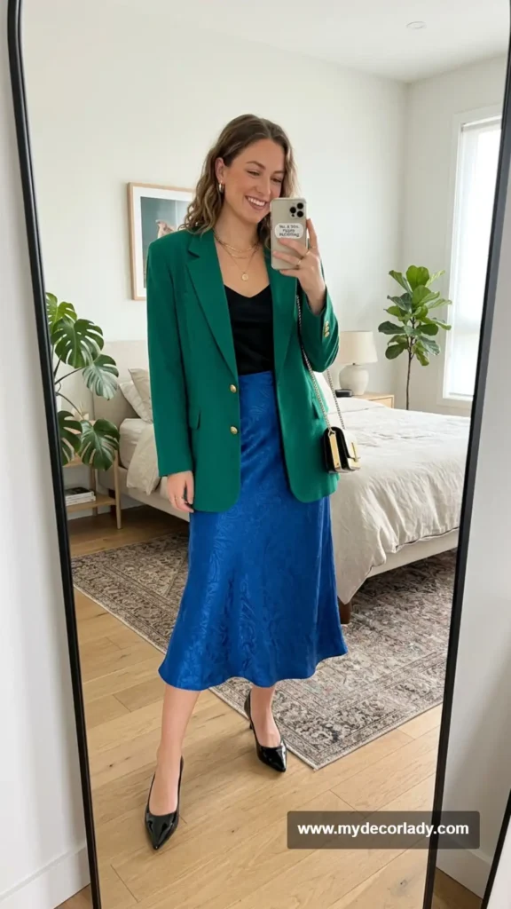 20. Statement Blazer With a Midi Skirt