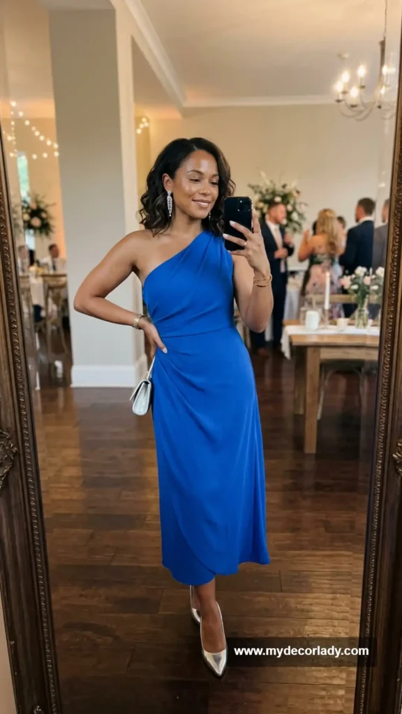 3. Cobalt Blue One-Shoulder Dress
