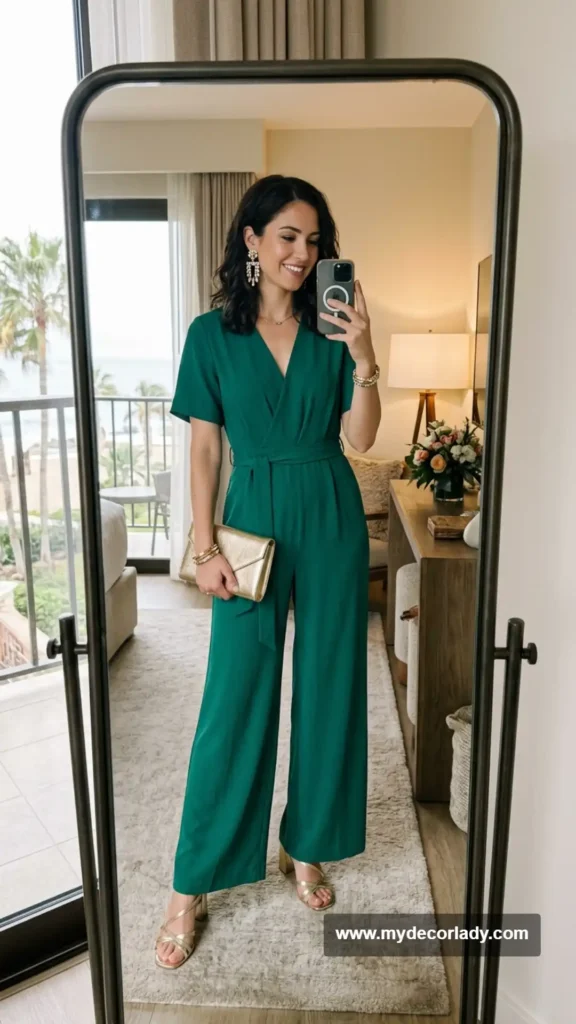 4. Wide-Leg Jumpsuit for a Modern Destination Wedding