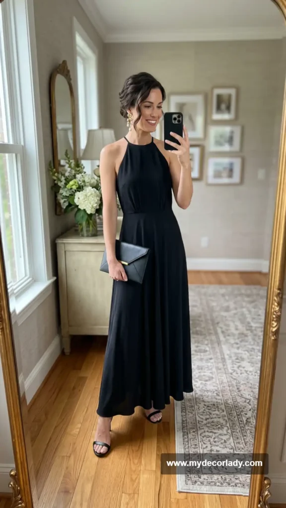 7. Black Halter-Neck Maxi Dress