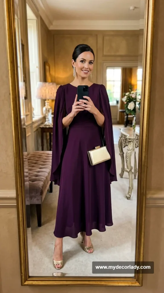 7. Cape-Sleeve Midi Dress