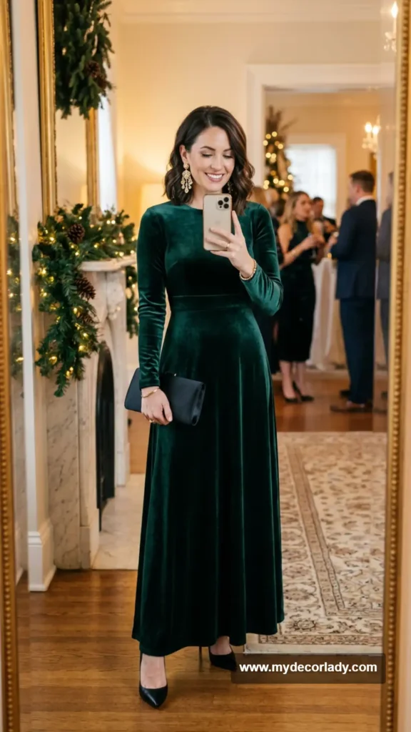 7. Velvet Maxi Dress for a Winter Wedding