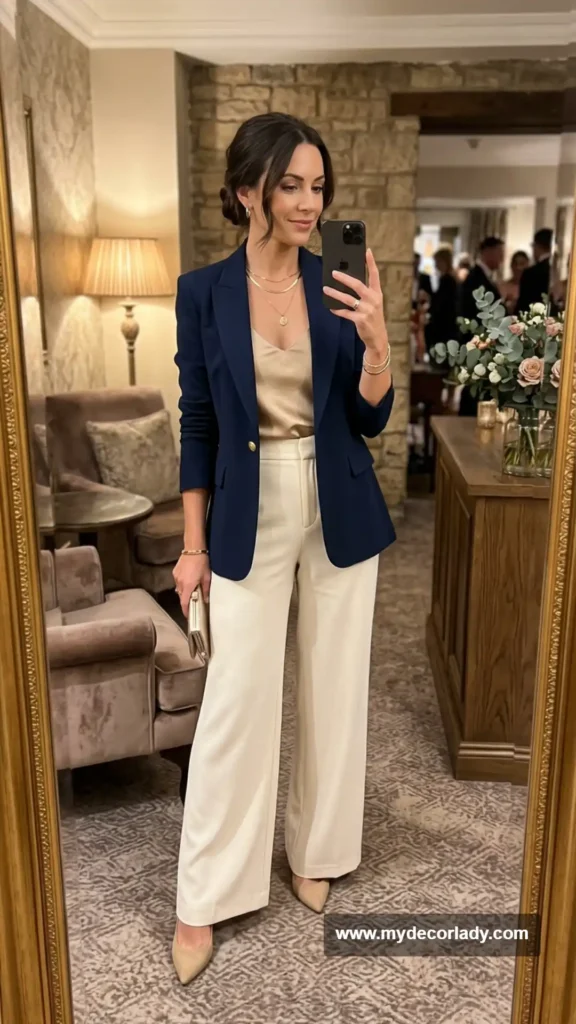 7. Wide-Leg Trousers With a Dressy Camisole